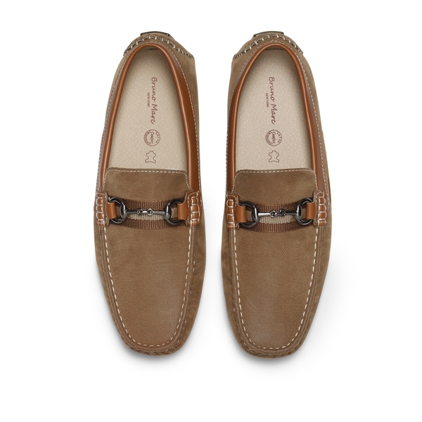Men's Horsebit Moc-Toe Moccasin Loafers - TAN - 4